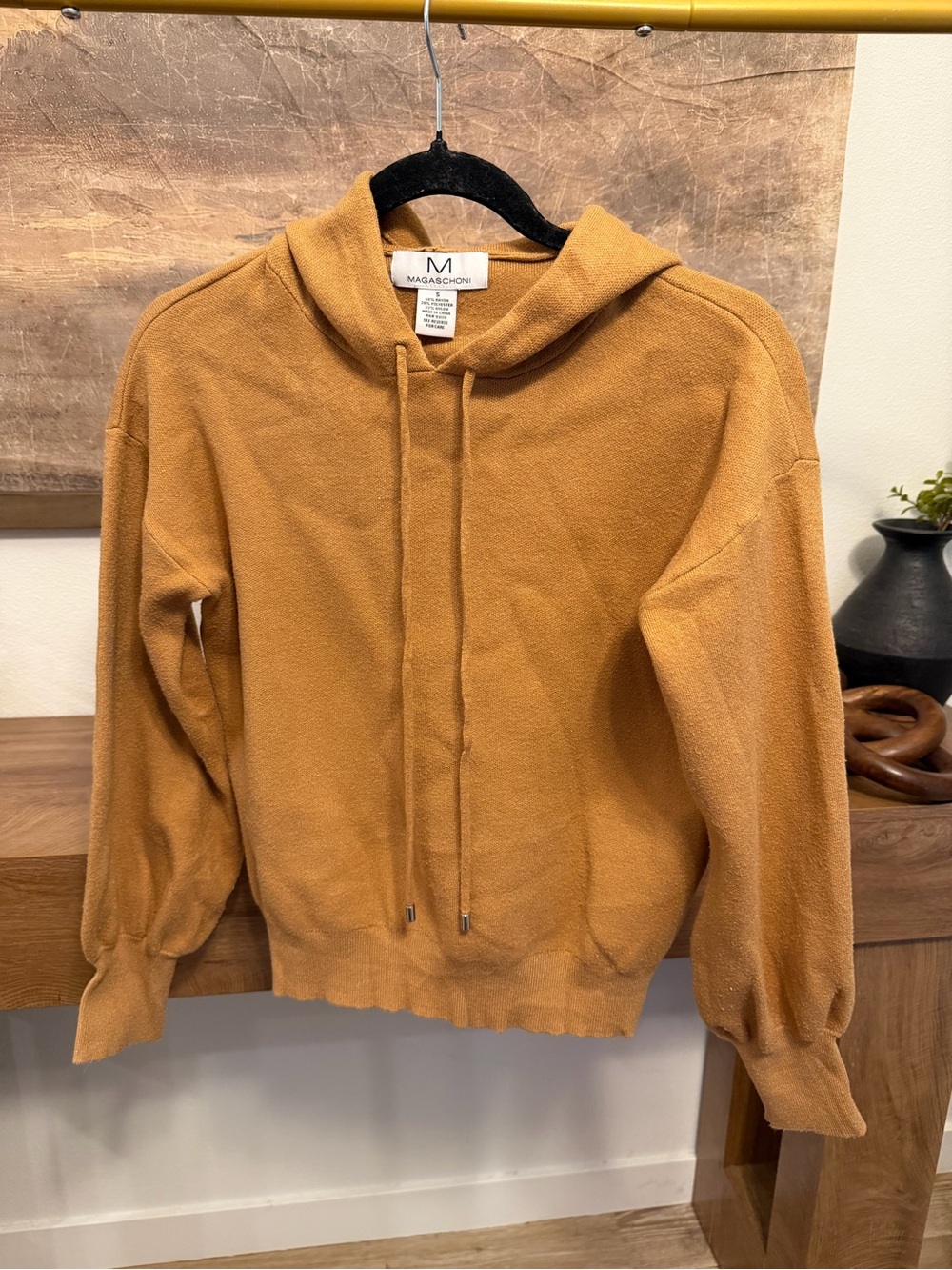 Magaschoni Mustard Hooded Knit Sweater